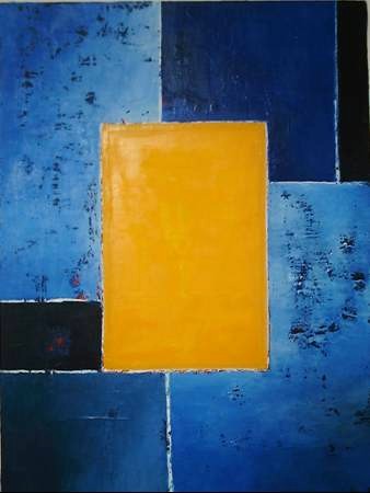 Ligne-art-Denis Lintz-Composition jaune et bleu 
