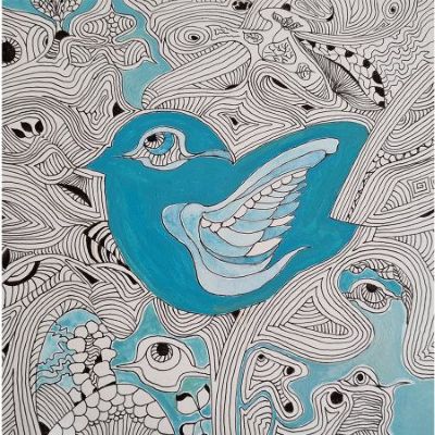 Ligne-art-Sylvie Gambetti-Oiseau-bleu 
